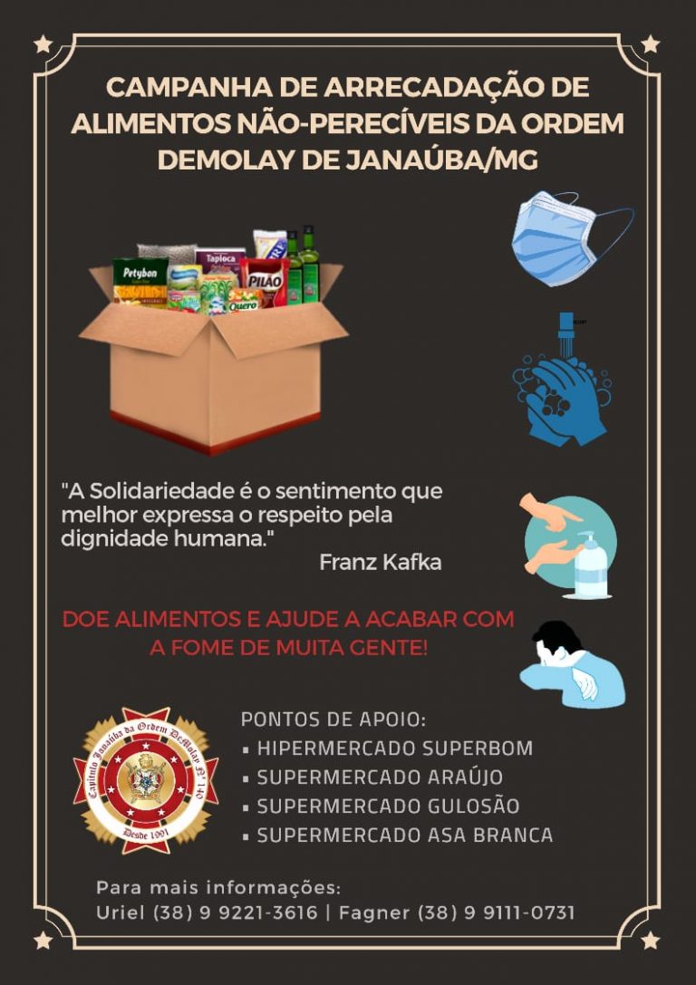Arrecadação de alimentos não-perecíveis – Capítulo Janaúba Nº 140