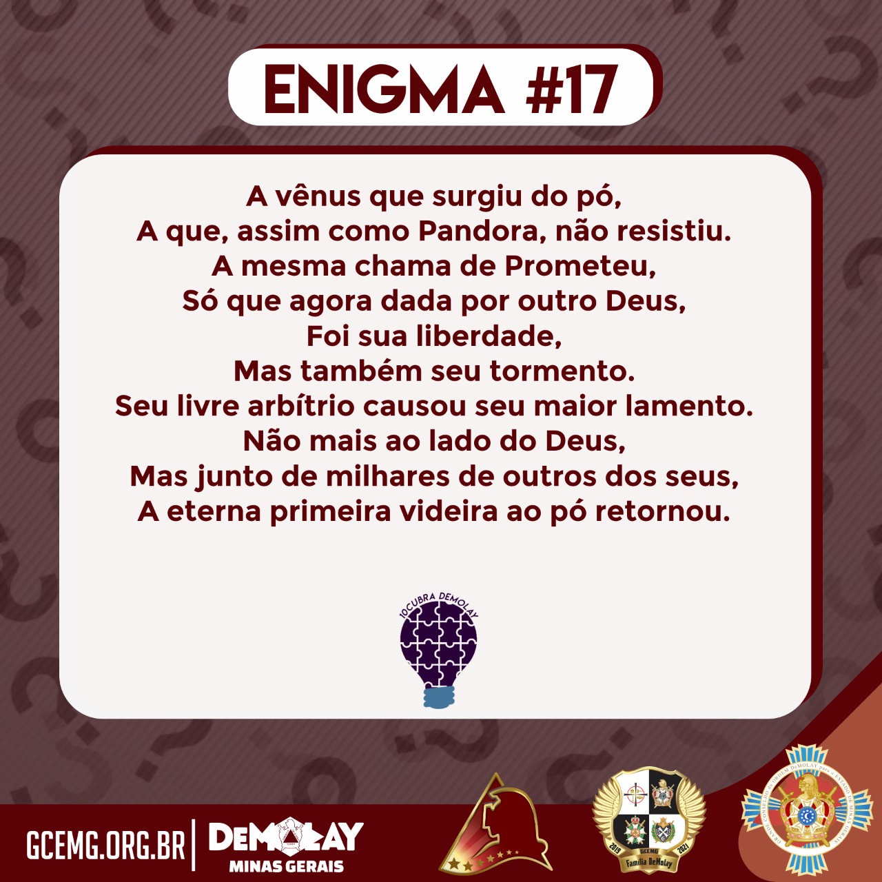 10cubra DeMolay – Enigma #17