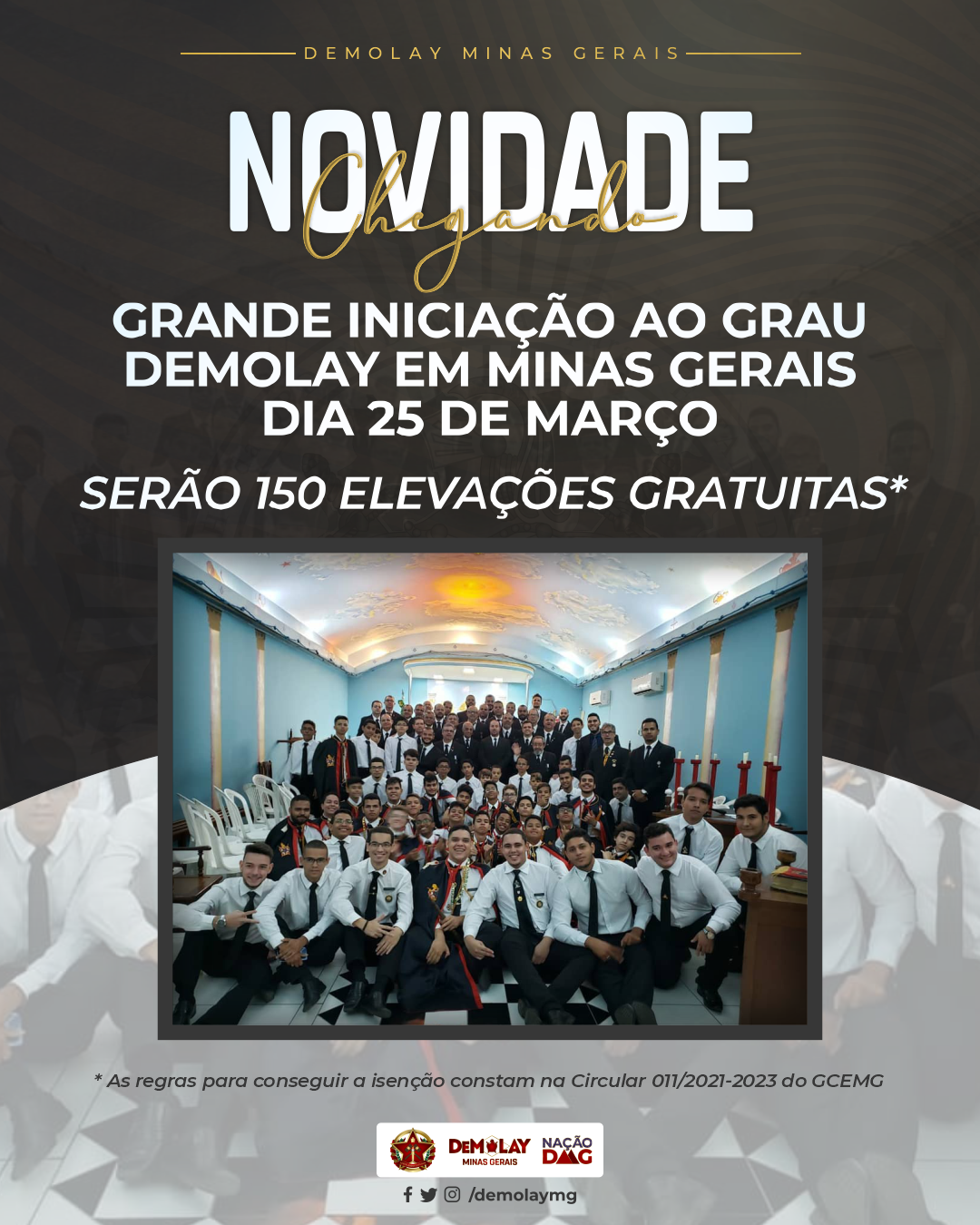 Chegou a Grande Iniciação ao Grau DeMolay (Elevação) do Grande Conselho!