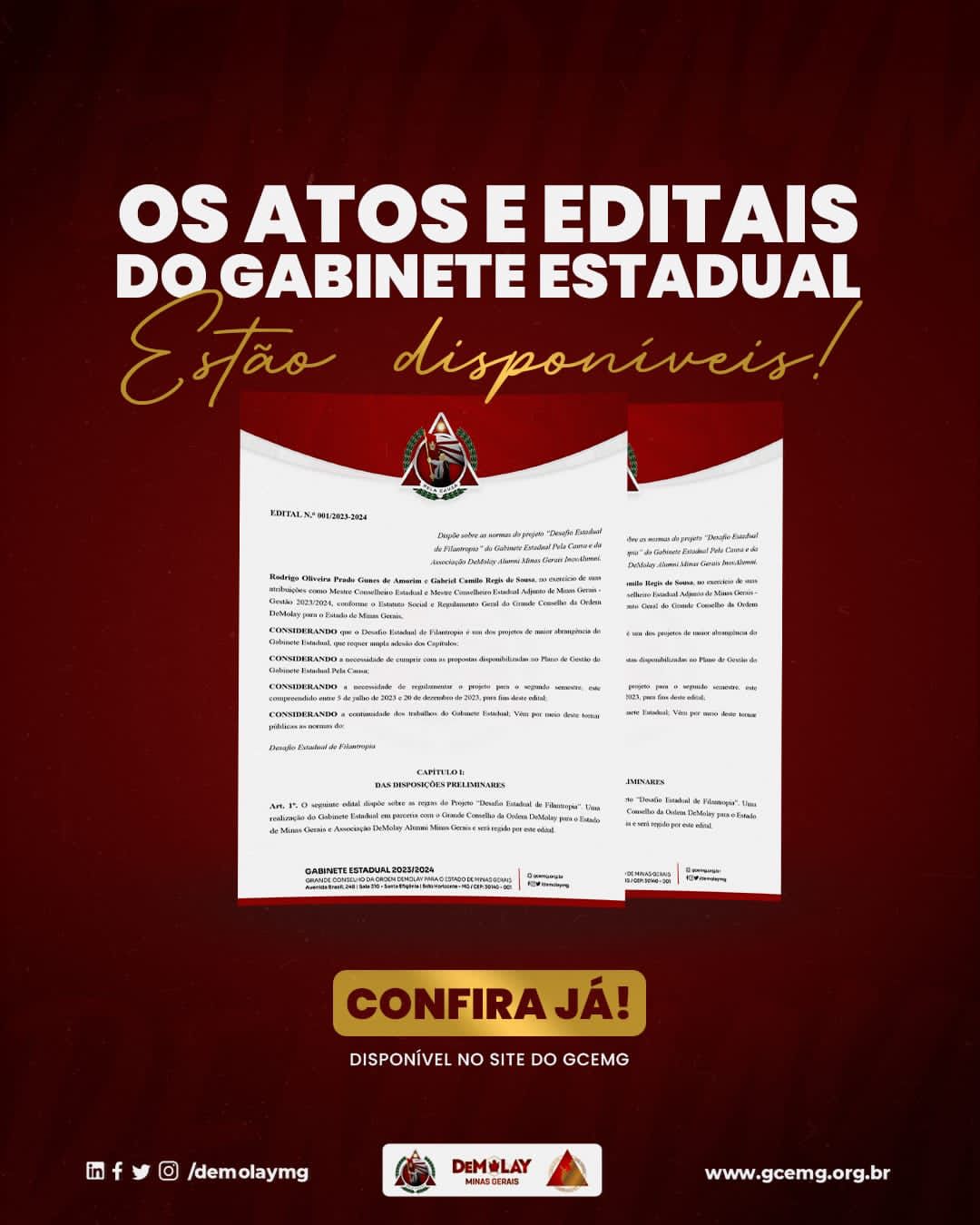 Atos e Editais do Gabinete Estadual Disponíveis!